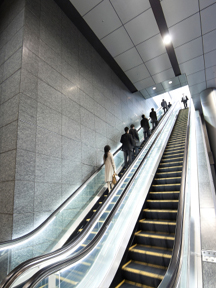 subway, bus and train escalator