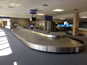 Baggage claim with speakers